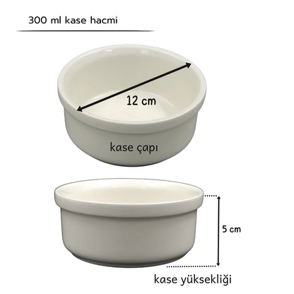 Yüksekliği Ayarlanabilir Seramik Kaseli | Bambu Desen Ahşap Standlı Mama ve Su Kabı | Beyaz Kaseli | MAK.YA.2.FBMB.BK